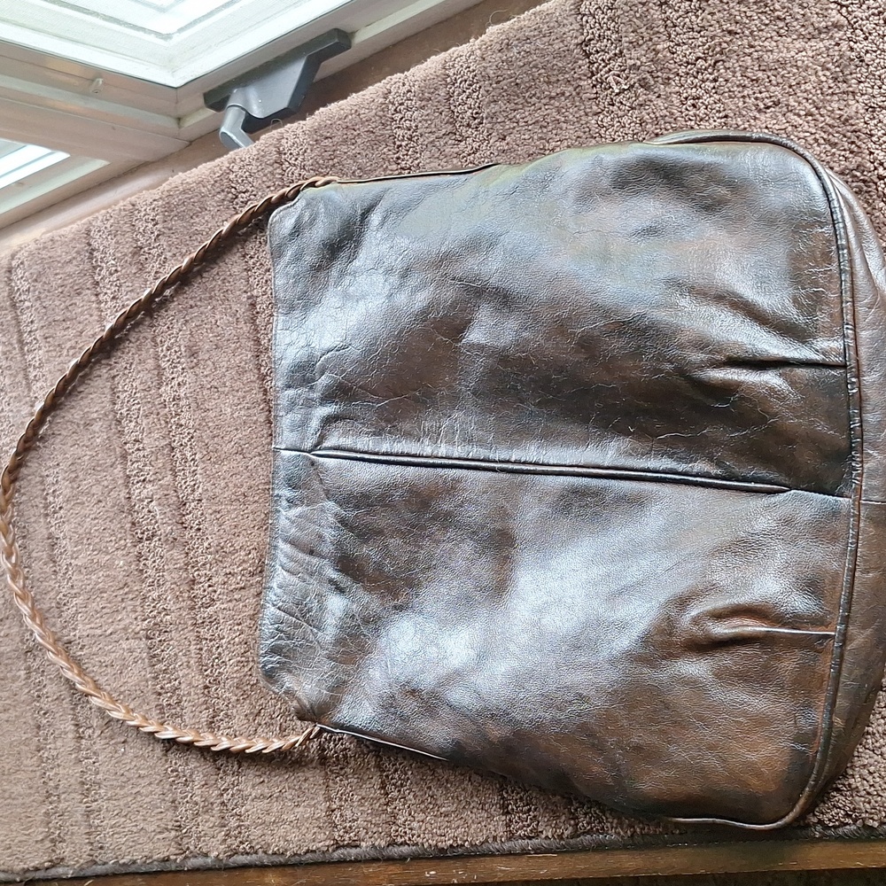 Large Italian Leather Shoulder Tote with Braided Handle